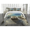 thumbnail image 2 of Ambesonne Fantasy Scenery Quilted Coverlet 3 Pcs, Oriental Room Ocean, Queen Size, Coconut Blue and Turquoise, 2 of 4