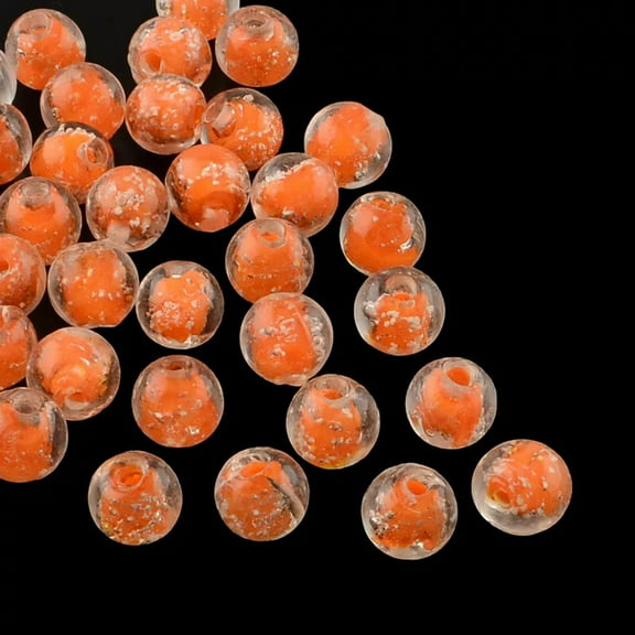 U8MO 10 Glow In The Dark Glass Beads 10mm Lampwork Orange Jewelry Making Supplies B