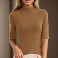 thumbnail image 2 of ManxiVoo Women's Slim Fit Sweater Half Neck Mid Sleeve Base Layer Top For Comfortable Layering And Everyday Fashion L Size Gold, 2 of 9