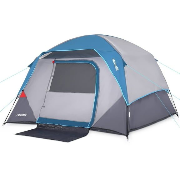 Camping Tent 4 Person, Waterproof Family Tent with Removable Rainfly and Carry Bag, Easy Set Up Tent for Camping, Traveling, Backpacking, Hiking, Outdoor