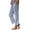 #21Blue, variant on Striped Linen Capris Women Elastic Waist Boho Vacation Beach Pants Lightweight Cropped Straight Leg Lounge Pant