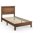 thumbnail image 3 of Gymax Twin Size Bed Frame Platform Slat High Headboard Bedroom Rubber Wood Leg Walnut, 3 of 10