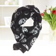 thumbnail image 3 of Fashion Women Skull Scarf Long Chiffon Scarf Shawl Wrap 165x70cm (Black and White), 3 of 3
