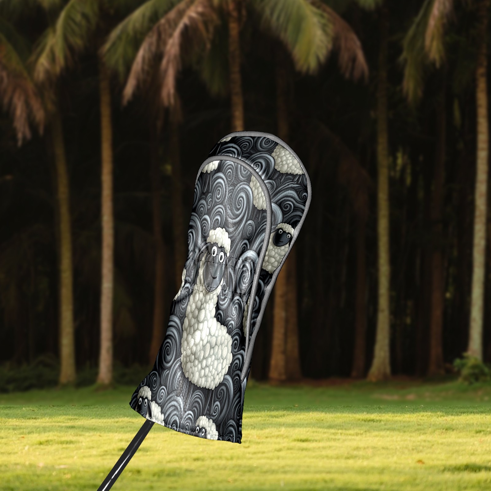 Golf Club Covers PU Leather Waterproof Head Covers for Fairway Woods Hybrids Little Lamb