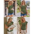 thumbnail image 3 of EKOUAER Women's Maternity Tops 3 Packs Flying Short Sleeve Side Ruched Tunic T-Shirt Pregnancy Clothes Black/Pink/Army Green, 3 of 6