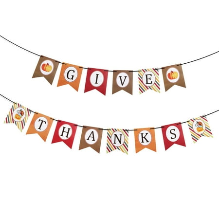 

HOMEMAXS Festive Party Hanging Banner Thanksgive Paper Festoon Thanksgiving Decor with Black Silk Ribbon