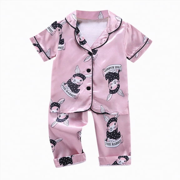 Gubotare Toddler Girl Pajamas Girls Pajama Set - 2 Piece Girls Pjs Button Down Short Sleeve & Pants for Kids 4T 5T (Pink,4-5 Years)