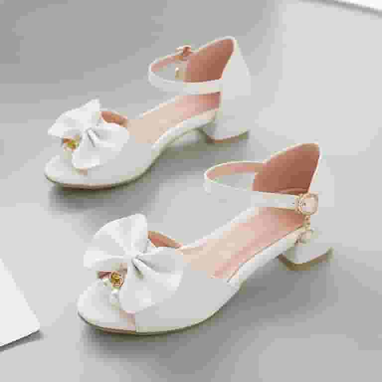 Bridal Shoes Closed Toe White Low Heels Huowey Girls Sandals Grils