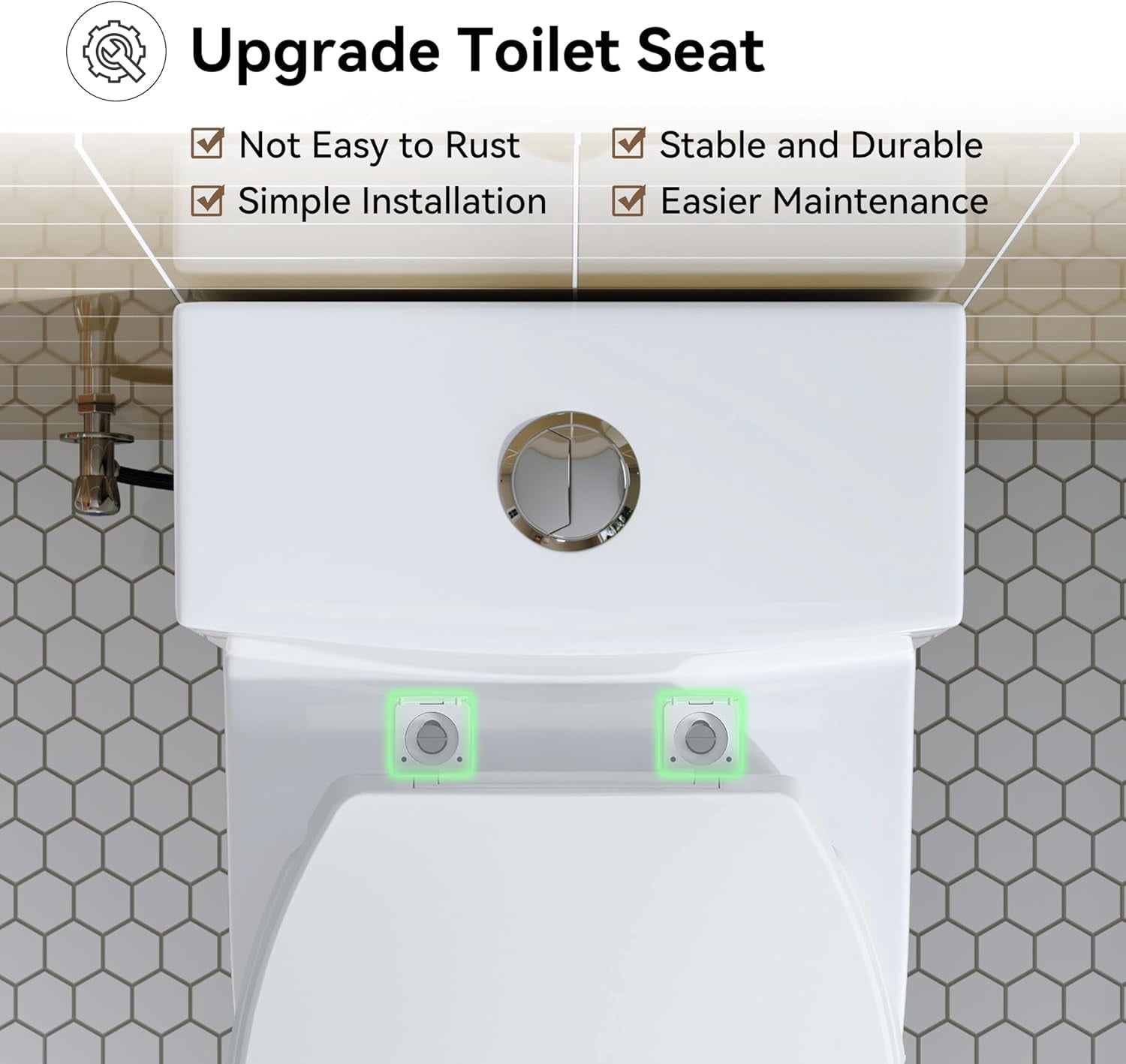 One Piece Toilet 10" Rough-in, Elongated Toilet with Comfortable Seat Height, ADA Chair Height 17.3", Dual Flush 0.8/1.28 GPF