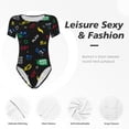 thumbnail image 4 of Balery Gamepads Body de cuello redondo de manga corta para mujer Tops de manga corta Tops básicos-Small, 4 of 7