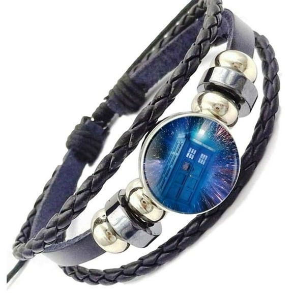 Doctor Who Tardis Glass Domed Symbol Braided Bracelet