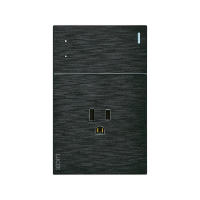 Placa Con 1 Apagador De Escalera Y 1 Contacto Lucek Flat negro