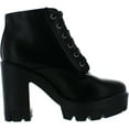 thumbnail image 2 of BAMBOO JONAS-02 Women Lace Up Chunky Heel Lug Sole Platform Combat Ankle Bootie, Black CRP, 6.5, 2 of 4