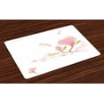 thumbnail image 1 of Ambesonne Dragonfly Place Mats Set of 4, Soft Magnolia Leaves, Standard Size, Pale Pink Lime Green, 1 of 4