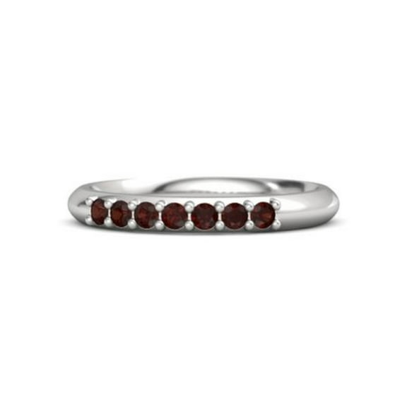 Red Garnet Half Eternity Delicate Band Ring 925 Sterling Silver Ring Women Gift Gift For Mom - Wife Promise Gift Size US- 4