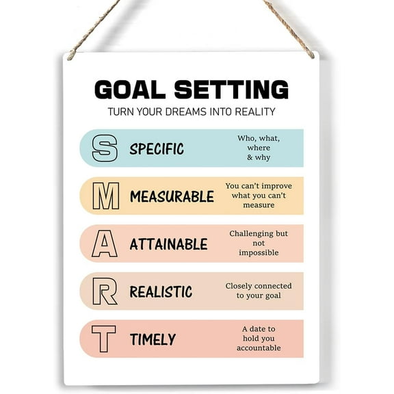 Goal Setting Wood Sign Mental Health Wooden Signs Smart Hanging Plaque Home Office Wall Art 8x10, Perfect Sign Wall Decor for Home Therapist Office