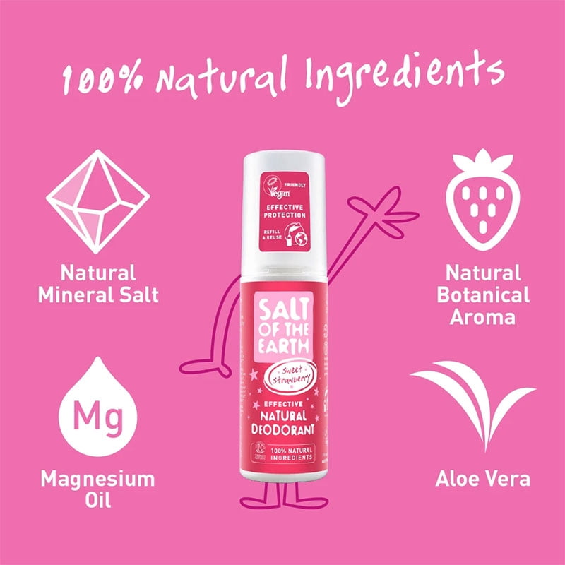 Salt of The Earth Sweet Strawberry Spray Deodorant 100ml (Pack of 3)