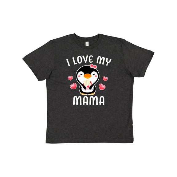 Inktastic I Love My Mama with Cute Penguin and Hearts Youth T-Shirt
