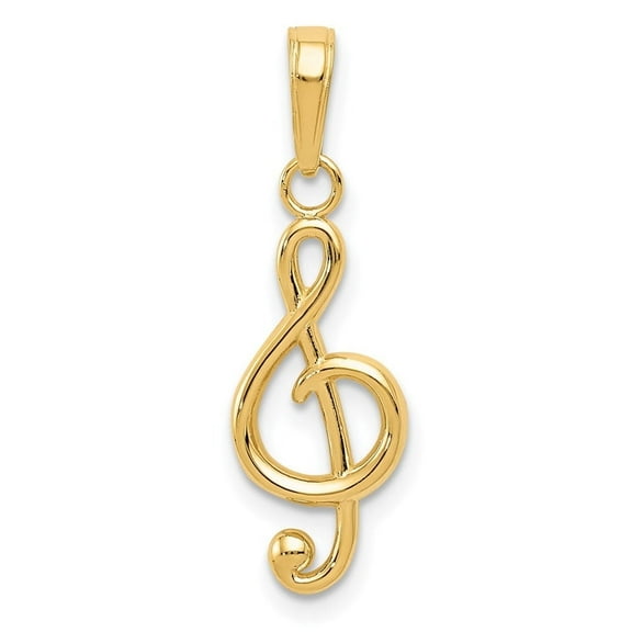 Auriga Fine Jewelry 14K Yellow Gold Polished Open-Backed Treble Clef Pendant for Women