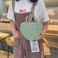 thumbnail image 4 of Women's cute heart shaped bag, synthetic leather heart shaped crossbody bag, zippered closure shoulder bag-green, 4 of 5