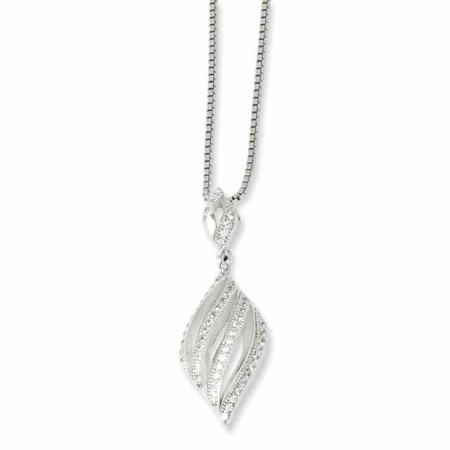 Sterling Silver & CZ Brilliant Embers Necklace 18 Inch