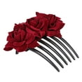 thumbnail image 4 of Shisuyan 1 Pce Peigne à Cheveux Rose Simulation Florale Insertion pour Femmes Filles (Rouge Vin), 4 of 8