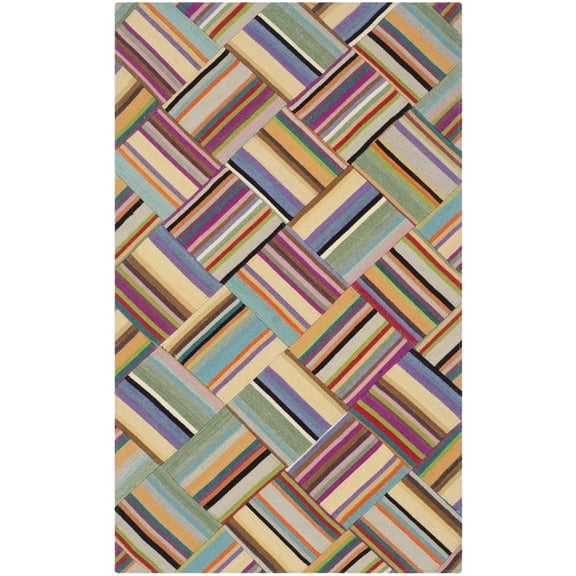 SAFAVIEH Straw Patch Peter Geometric Area Rug, Pink/Multi, 4' x 6'
