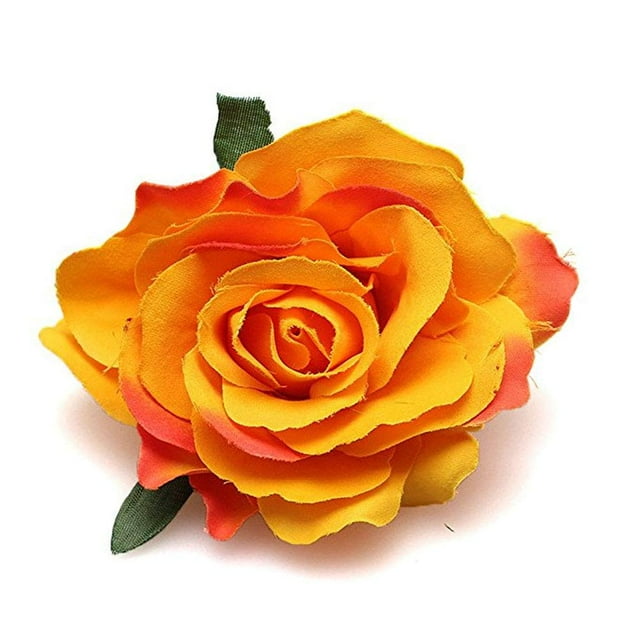 VEICOSTT - Broche para el pelo con flor de rosa para mujer, accesorios para el pelo, broche de flores ZFJ11 (naranja)