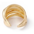 thumbnail image 2 of 1 pc Rack Plating Brass Multi Circle Criss Cross Open Cuff Ring for Women Cadmium Free Nickel Free Lead Free Real 18K golden Plated US Size 6 3/4(17.1mm), 2 of 3