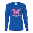 thumbnail image 2 of Wild Bobby, Butterfly Pink Ribbon Faith Hope Love, Breast Cancer Awareness, Women Graphic Long Sleeve Tee, Royal, X-Large, 2 of 5