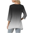 thumbnail image 4 of ZHYou Womens V-Neck Tunic Top Gradient Color Block 3/4 Sleeve Loose Flowy Fit Shirts,Sizes:S,M,L,XL,2XL, 4 of 6