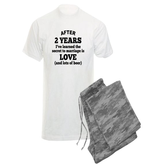 CafePress - 2 Years Of Love And Beer Pajamas - Men's Light Pajamas