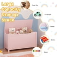 thumbnail image 5 of PAPROOS Toy Box for Boys Girls, Wooden Kids Toy Chest with Storage Bench and Safety Hinged Lid, Modern Toy Storage Organizer for Living Room, Bedroom, Toddler Room, Pink, 5 of 11