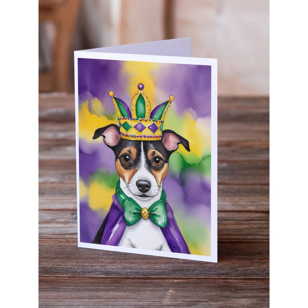 Jack Russell Terrier King of Mardi Gras Greeting Cards Pack of 8 7 in x 5 in