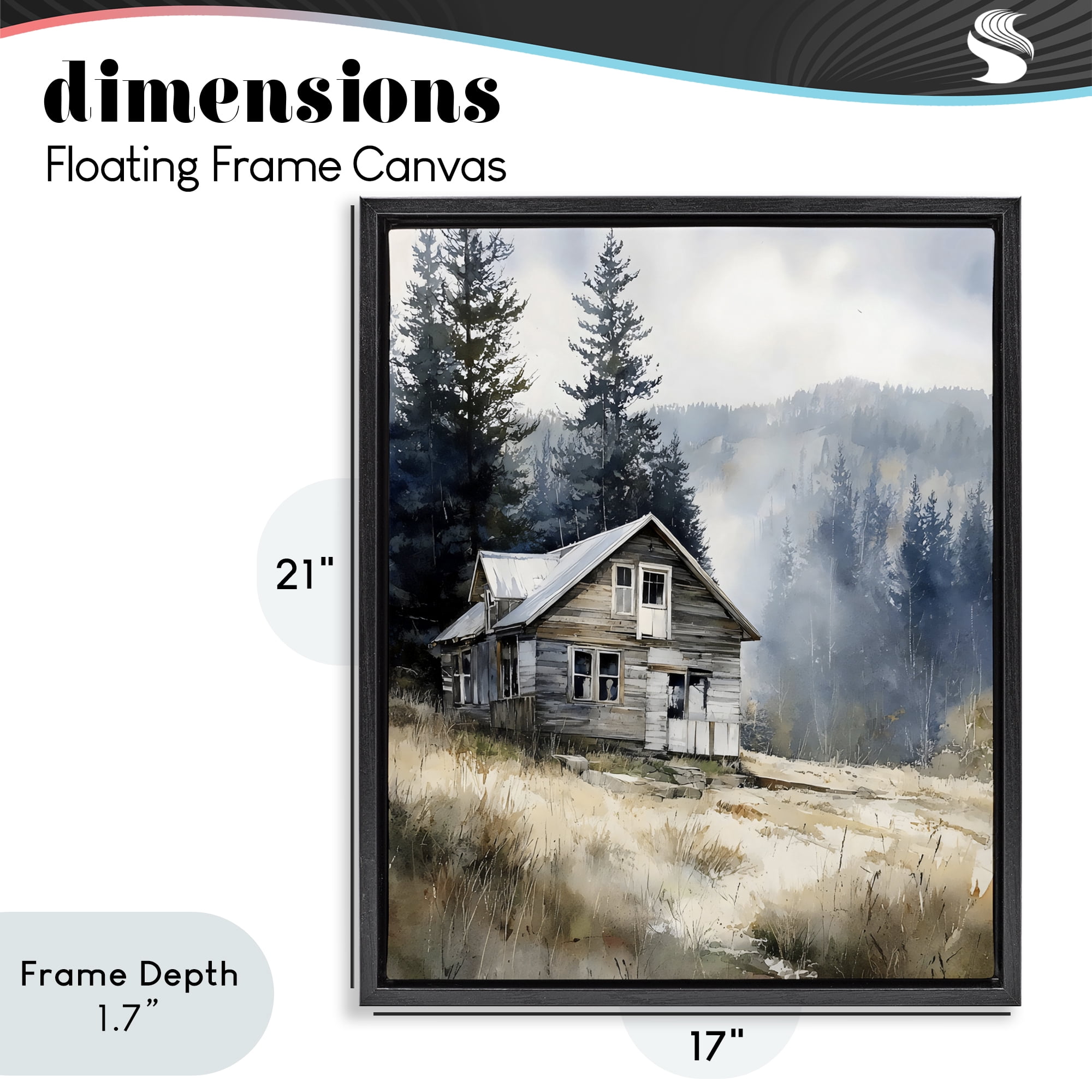Stupell Industries Old Mountain House Black Framed Floater Canvas Wall Art, design by Franklyn Gregory
