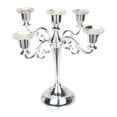 thumbnail image 2 of Christmas Candle Holders, European 5 Arm Metal Candlestick Stand for Taper Candles, 10.5 inch Tall Candle Stand for Halloween Wedding Birthday Party Table Decor, Silver, 2 of 7