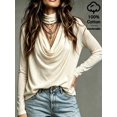 thumbnail image 5 of Women's Cowl Neck Long Sleeve Top, Loose Fit Draped Blouse for Work, Office, Everyday & Casual Wear, 5 of 6