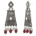 thumbnail image 5 of Efulgenz Indian Oxidized Jewellery Antique Jhumka Jhumki Floral Earrings with Ear Support Chain Hair Accessories for Women, 5 of 5