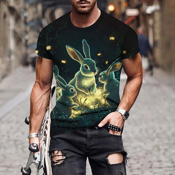 Tops para hombre, blusas y camisas de manga corta con cuello redondo para hombre, jersey informal con cuello redondo y estampado de Pascua para hombre, camisetas deportivas de manga corta, blusas de p