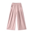 thumbnail image 6 of Bovxnpu Girls Wide Leg Pants Summer Casual Athletic Pants High Waisted Solid Wide Leg Pants With Pockets Pants, 6 of 7
