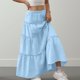 thumbnail image 5 of Vestido de Verano Midi Longitud Color Sólido Relajado Deportes Elástico de la Cintura Nudo Falda Completa para Niños, 5 of 8