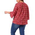 thumbnail image 3 of Agnes Orinda Women's Plus Size Chiffon Top V Neck 3/4 Sleeve Summer Casual Tunic Blouse 3X Red, 3 of 6