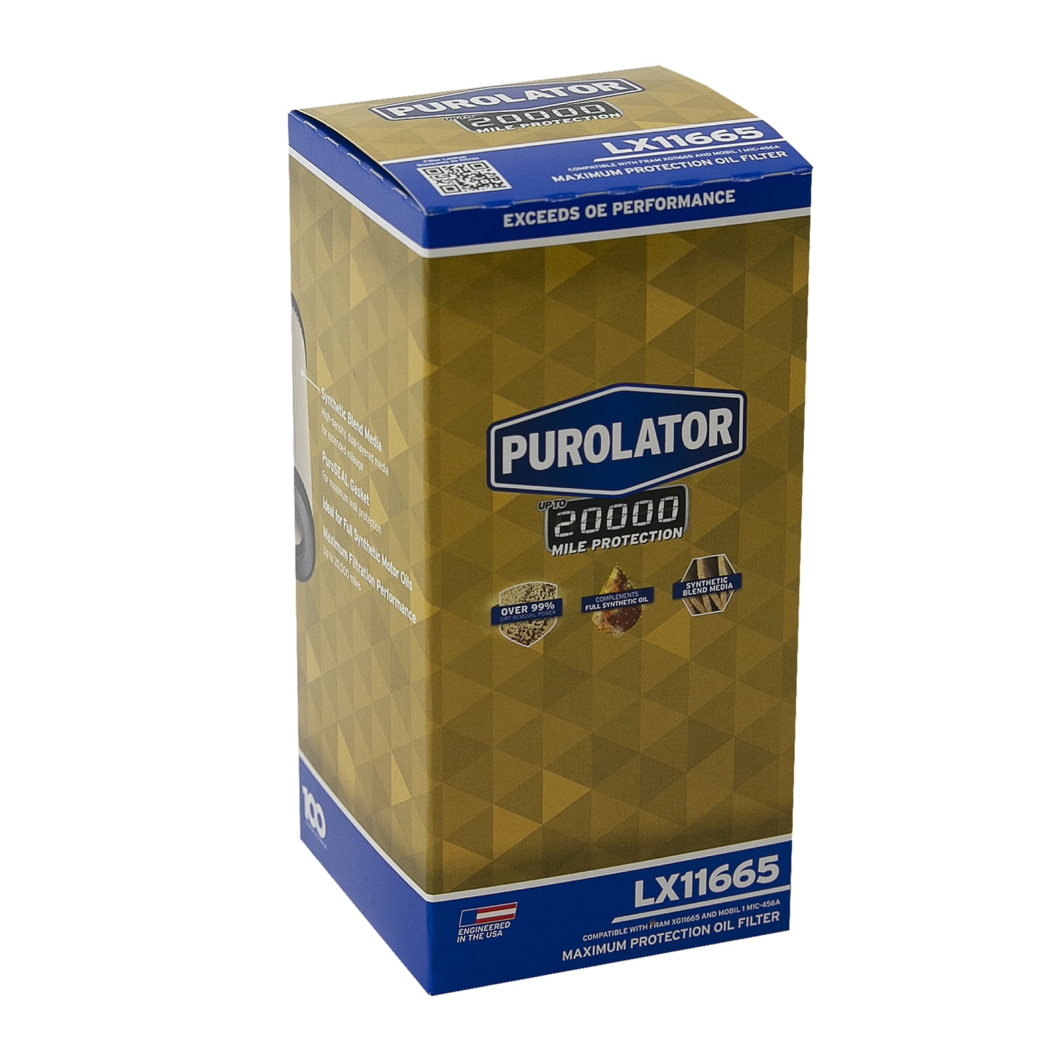 Purolator LX11665 Purolator 20K Oil Filter with 20,000 Mile Protection for Select Chrysler, Dodge, Jeep and more