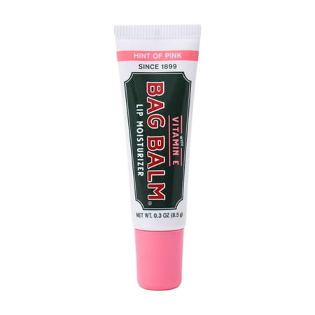 Vermont's Original Bag Balm Lip Moisturizer with Vitamin E, Hint of Pink, 0.3oz Tube