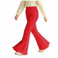 thumbnail image 4 of Xyant Girls Ribbed Knit Flare Leggings Elastic High Waist Bell Bottoms Bootcut Kids Stretchy Spring Fall Uniform Pants,Size 4-5 Years, 4 of 7