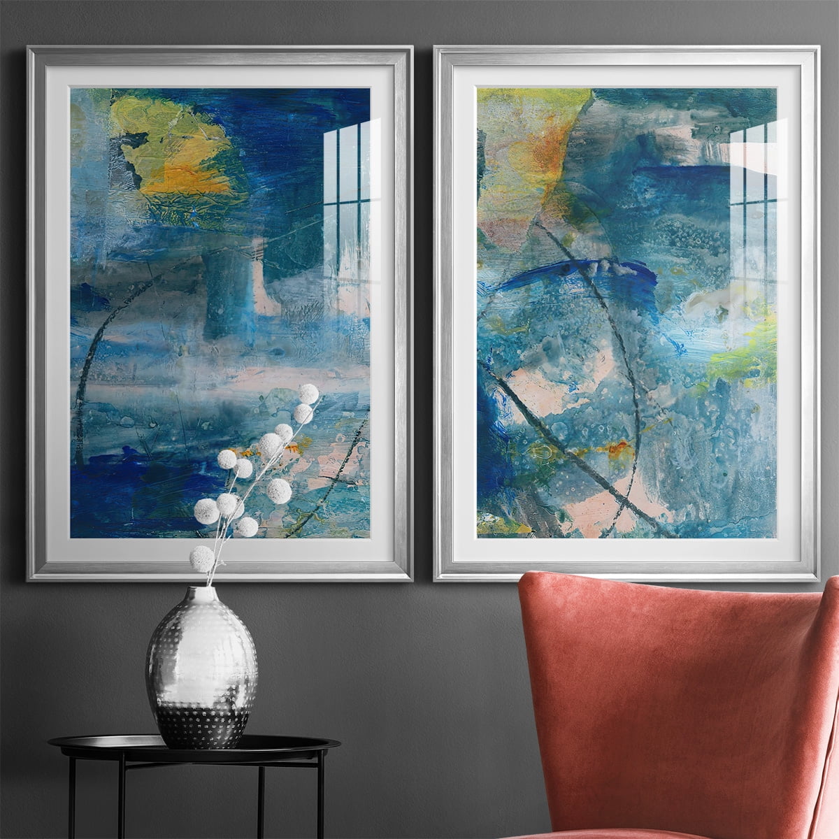 Wexford Home Spring Winds I Premium Framed Print, 22.5" x 30.5" - Ready to Hang, Silver (Set of 2)