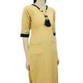 thumbnail image 2 of Bimba Women's Khadi Cotton Tunic Chic Kurta Kurti With Handmade Necklace Attached Clothing, 2 of 9
