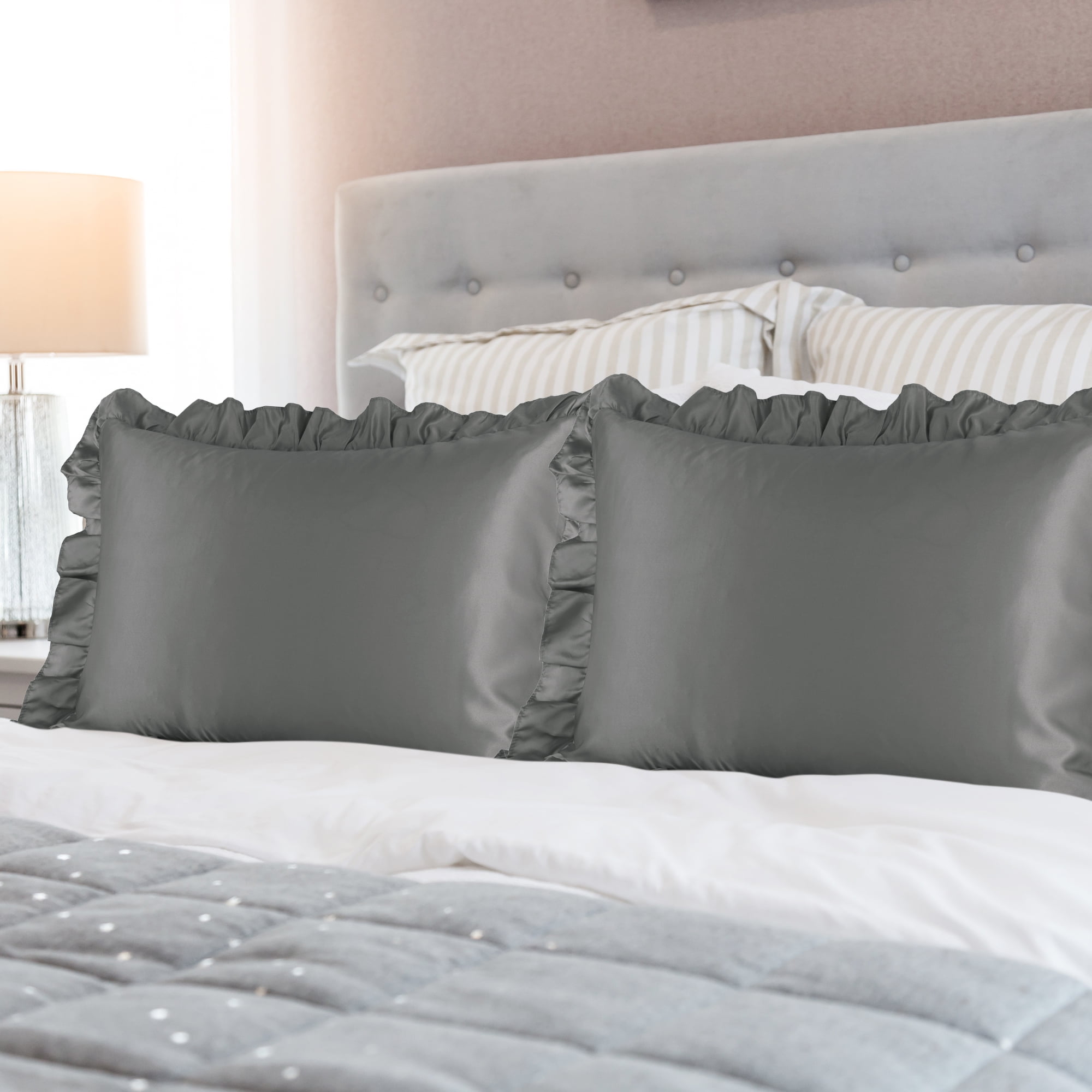 Details about   Wonderskirt European Pillow Sham in Light Grey Sophisticated Soft and Silky 