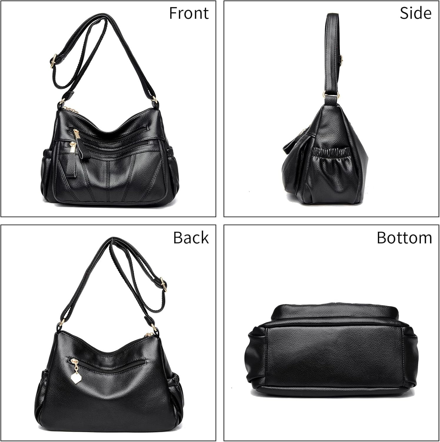 Crossbody Bags for Women Multi Pocket Shoulder Bag Soft PU Leather Purses and Handbags Pocketbooks