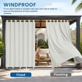 thumbnail image 5 of DONGPAI 100% Blackout Outdoor Curtains for Patio Waterproof Windproof, Linen Textured Outside Curtain with Top Grommet & Bottom Back Tab for Gazebo Porch Pergola, 100" x 96", Grayish White, 1 Panel, 5 of 8